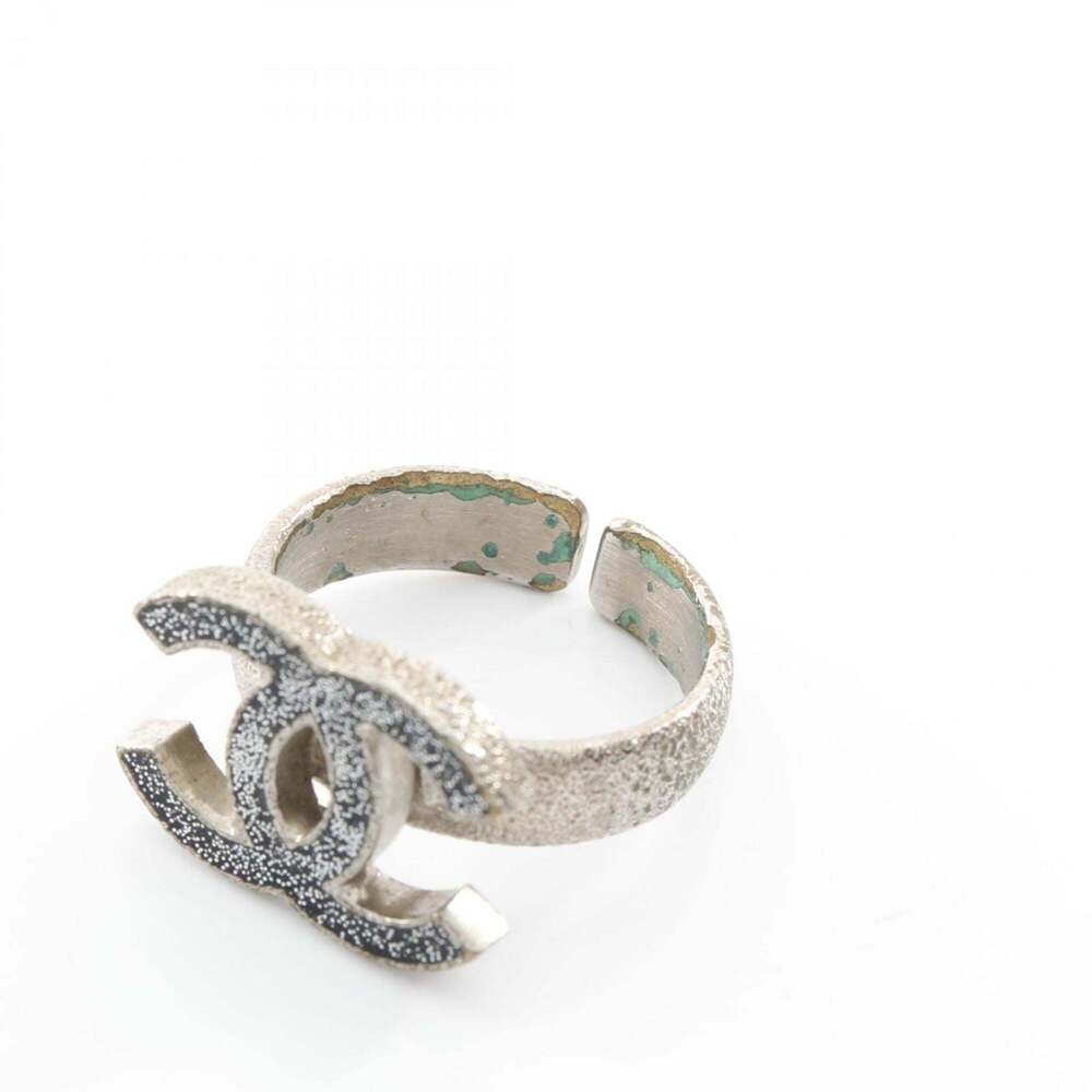 Chanel Authentic Silver Logo Ring - image 6